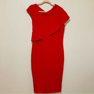 Ralph Lauren Collection Purple Label Red Crepe asymmetric Overlay dress size 10
